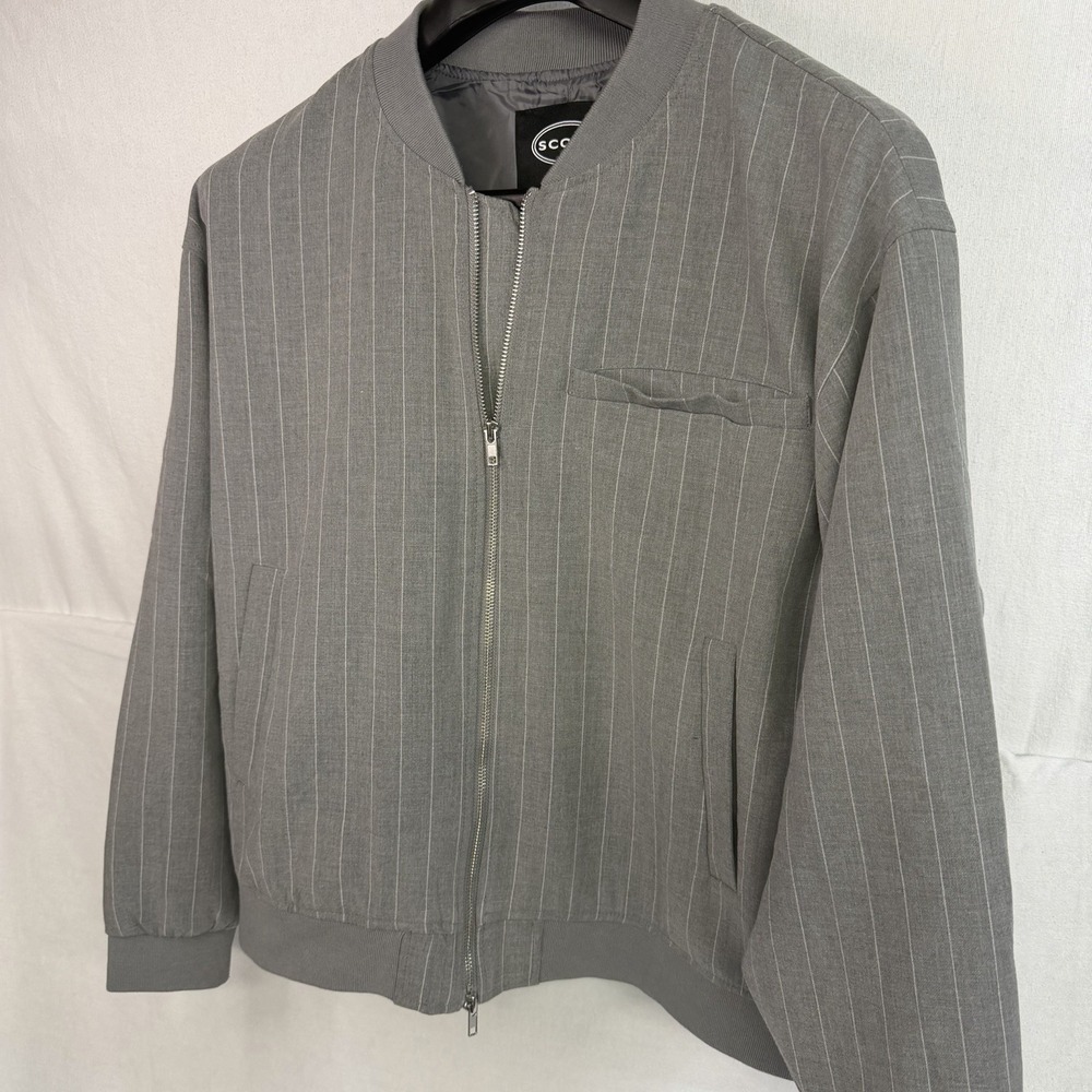 Women's Gray Pinstripe Bomber Jacket by Scoop Full Zip Size 20 / 2X